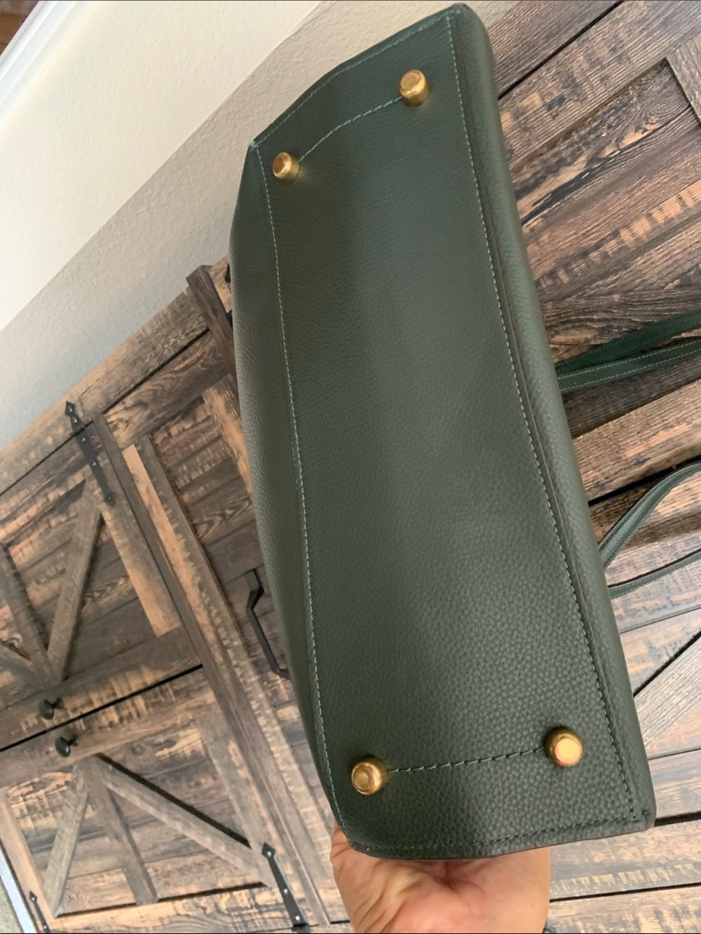 Coach Green Pebbled Leather Turnlock Tote with Tan Tag - Picture 9 of 11